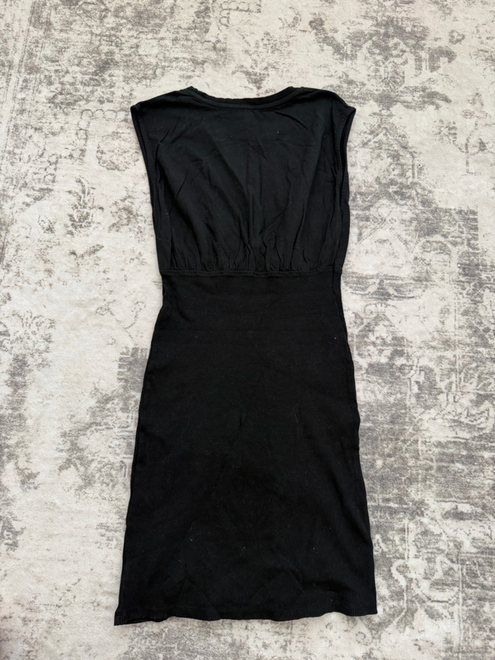 Black Stretch Knit Womens Dress- Bodice detail at top- Size XS Bershka